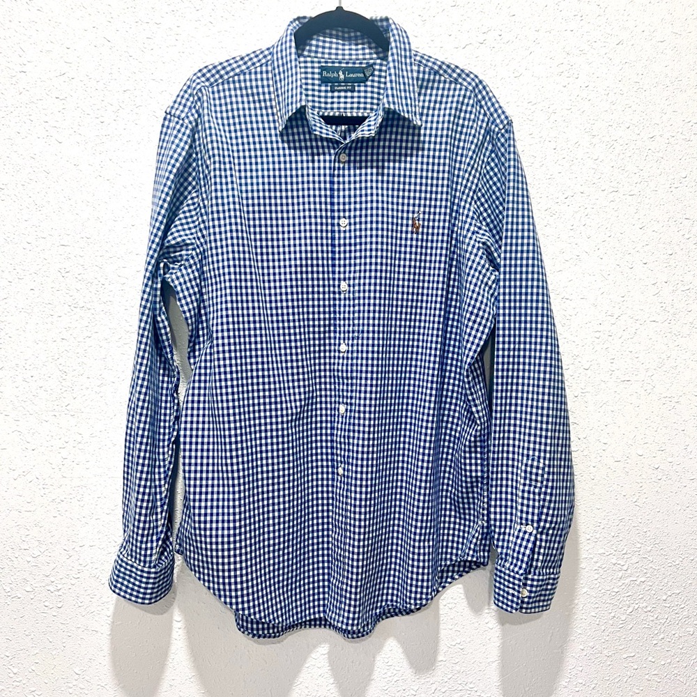 Ralph Lauren Classic Fit blue Gingham Shirt XL - Picture 4 of 8